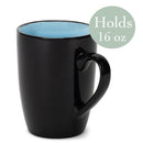 Color Pop Pale Blue Black Exterior 16 ounce Glossy Ceramic Mugs Matching Set of 4