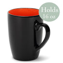 Color Pop Orange Black Exterior 16 ounce Glossy Ceramic Mugs Matching Set of 4