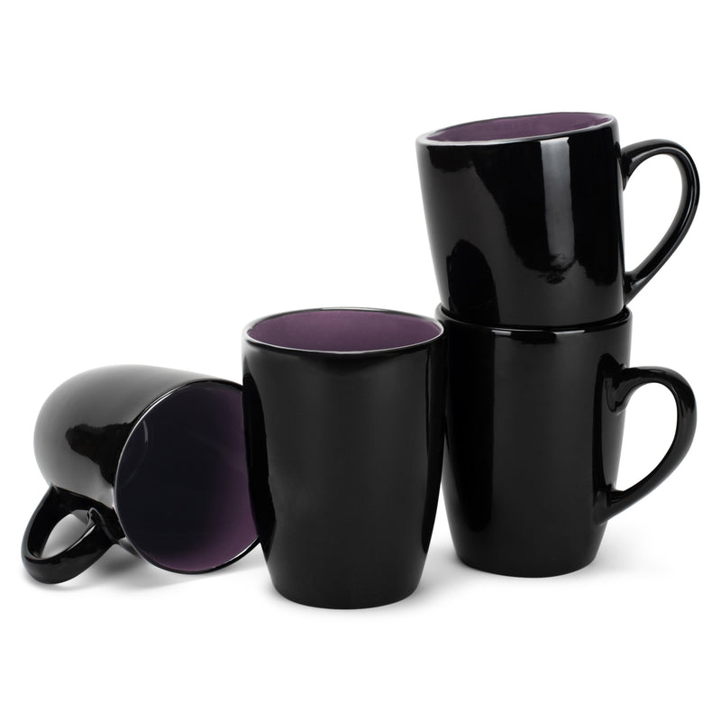 Complete set of Color Pop Purple Black Exterior Matching Coffee Mug Set