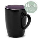 Color Pop Purple Black Exterior 16 ounce Glossy Ceramic Mugs Matching Set of 4