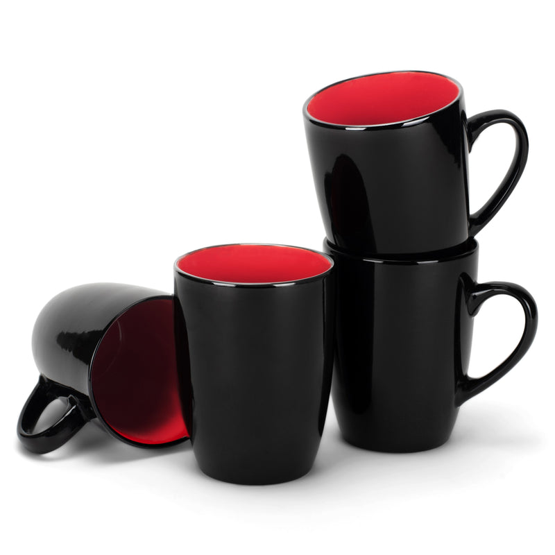 Complete set of Color Pop Red Black Exterior Matching Coffee Mug Set