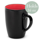 Color Pop Red Black Exterior 16 ounce Glossy Ceramic Mugs Matching Set of 4
