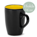 Color Pop Yellow Black Exterior 16 ounce Glossy Ceramic Mugs Matching Set of 4