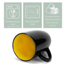 Color Pop Yellow Black Exterior 16 ounce Glossy Ceramic Mugs Matching Set of 4