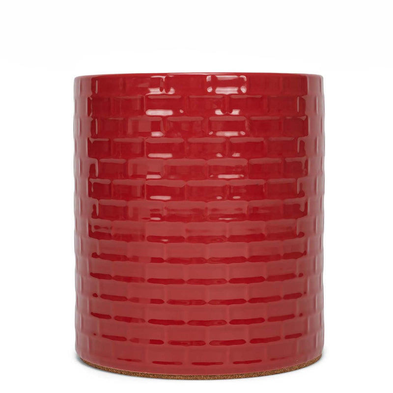 Elanze Designs Embossed Subway Tile Ceramic Stoneware Cork Bottom Kitchen K Cup Holder, Red