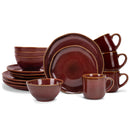 Elanze Designs Reactive Glaze Ceramic Stoneware Dinnerware 16 Piece Set - Service for 4, Burnt Auburn Red