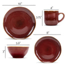Elanze Designs Reactive Glaze Ceramic Stoneware Dinnerware 16 Piece Set - Service for 4, Burnt Auburn Red