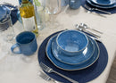 Elanze Designs Reactive Glaze Ceramic Stoneware Dinnerware 16 Piece Set - Service for 4, Cobalt Blue