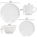 Elanze Designs Reactive Glaze Ceramic Stoneware Dinnerware 16 Piece Set - Service for 4, Classic White