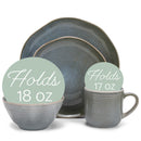 Elanze Designs Reactive Glaze Ceramic Stoneware Dinnerware 16 Piece Set - Service for 4, Ocean Teal Blue