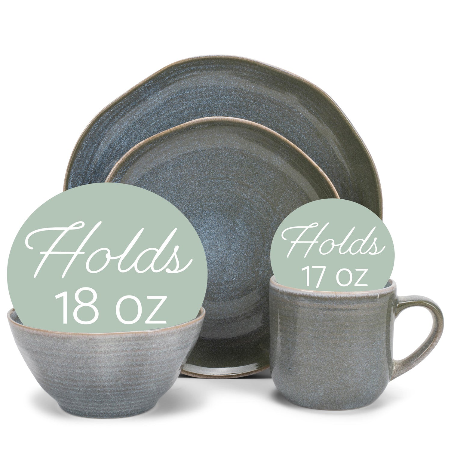 Elanze Designs Set Da Tavola 16 Pezzi Viola Ombre Blu – Stoviglie In Gres Artigianale Per 4 Persone - 2