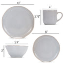 Elanze Designs Reactive Glaze Ceramic Stoneware Dinnerware 16 Piece Set - Service for 4, Pale Grey
