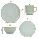 Elanze Designs Reactive Glaze Ceramic Stoneware Dinnerware 16 Piece Set - Service for 4, Seafoam Mint Green