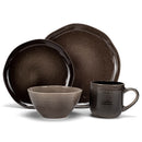 Elanze Designs Reactive Glaze Ceramic Stoneware Dinnerware 16 Piece Set - Service for 4, Mocha Grey Ombre