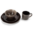 Elanze Designs Reactive Glaze Ceramic Stoneware Dinnerware 16 Piece Set - Service for 4, Mocha Grey Ombre