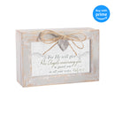 Top down view of He Will Give His Angels Petite Locket Distressed Natural Music Box