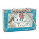 Faith Makes All Things Possible Teal Distressed Jewelry Music Box Plays Amazing Grace