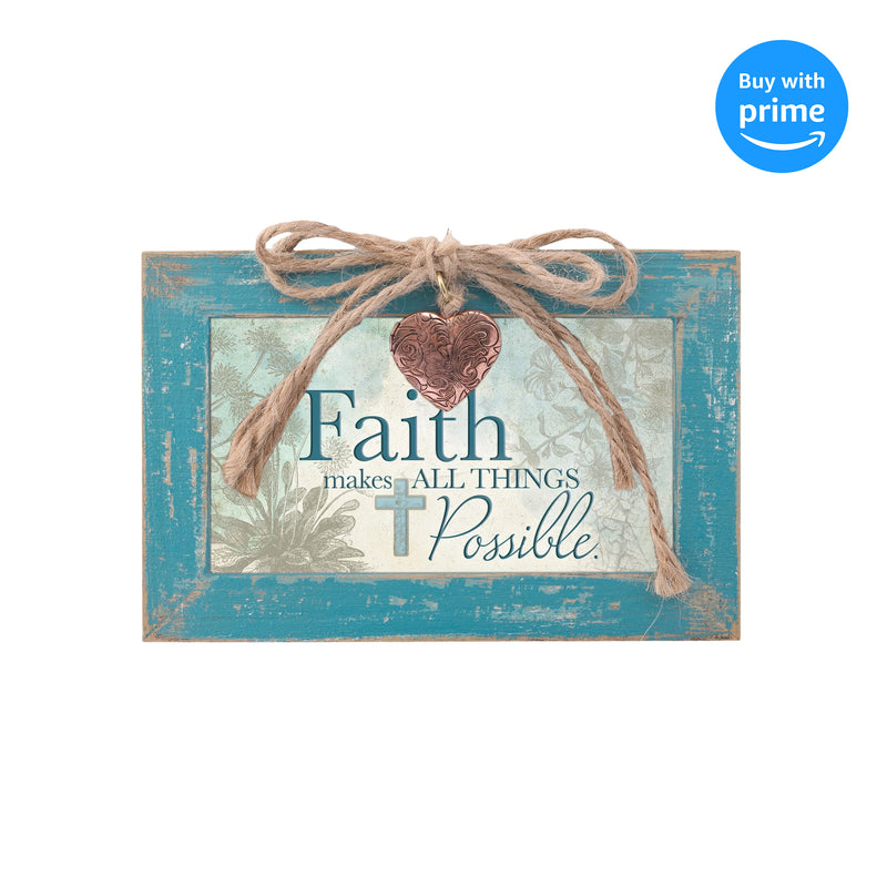 Top down view of Faith All Things Possible Petite Locket Teal Distressed Music Box