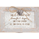 Home décor keepsake and trinket box made with hidden musical mechanism inside