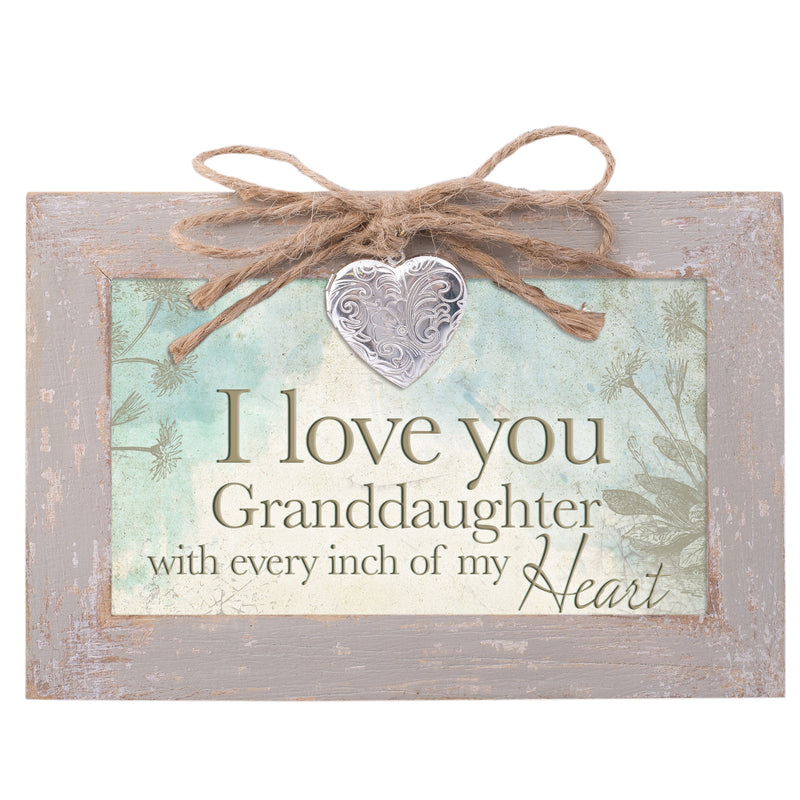 Love You Granddaughter My Heart Taupe Wood Locket Jewelry Music Box Plays Tune You are My Sunshine
