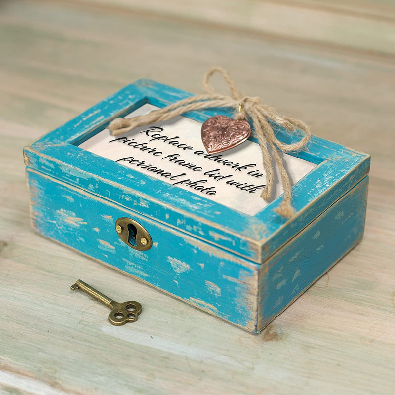 Grandma Safe Haven Blanket Smile Teal Distressed Jewelry Music Box Plays Wind Beneath My Wings
