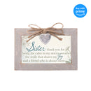 Top down view of Sister The Calm in My Stormy Petite Locket Distressed Natural Music Box