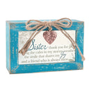 Sister the Calm in My Stormy Weather Teal Distressed Jewelry Music Box Plays Wonderful World