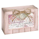 Top down view of Daughter Smiles Petite Locket Distressed Blush Pink Music Box