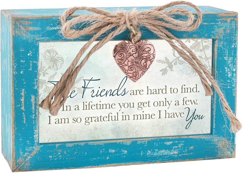 True Friends Grateful Teal Wood Locket Jewelry Music Box Plays Tune That's What Friends are For