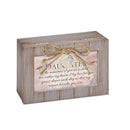 Top down view of Daughter Love Grew Petite Locket Distressed Grey Music Box