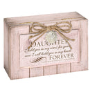 Top down view of Daughter My Heart Forever Petite Locket Blush Pink Music Box