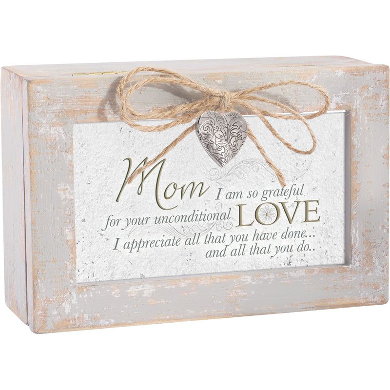 Mom Grateful for Your Love Natural Taupe Jewelry Music Box Plays Wind Beneath My Wings