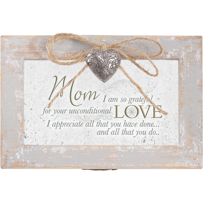 Mom Grateful for Your Love Natural Taupe Jewelry Music Box Plays Wind Beneath My Wings