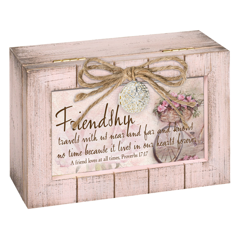 Friendship Travels With Hearts Blush Pink Locket Petite Music Box Plays Amazing Grace