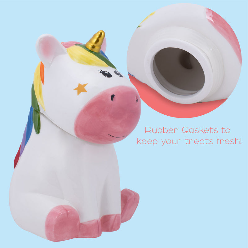 100 North Rainbow Unicorn With Stars 10 x 7.3 Dolomite Ceramic Cookie Jar