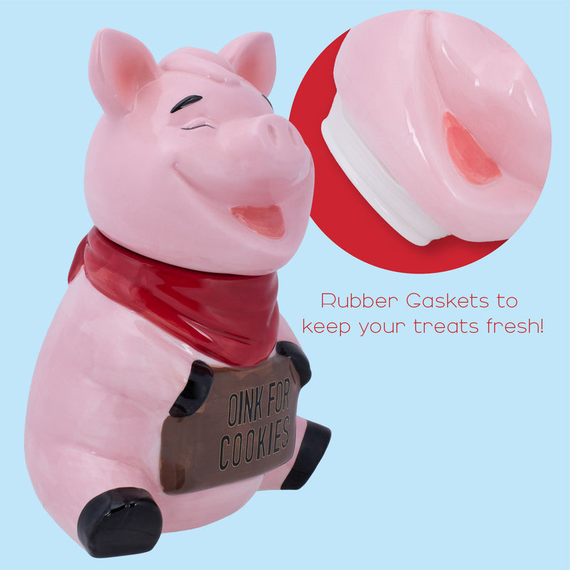 100 North Pig Sign Oink For Cookies 10.4 x 7.6 Dolomite Ceramic Cookie Jar