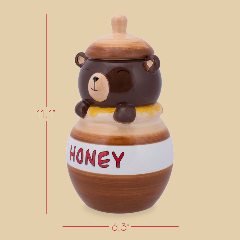 100 North Honey Jar Smiling Brown Bear 11.1 x 6.3 Dolomite Ceramic Cookie Jar