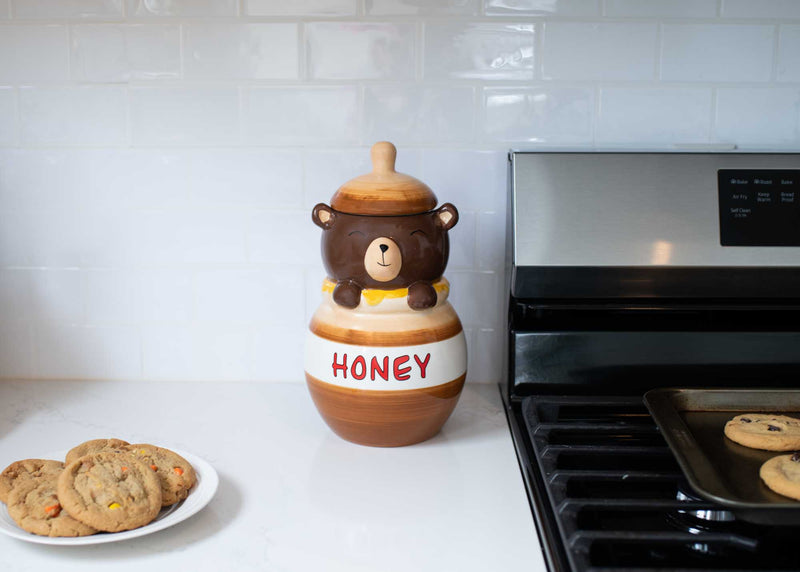 100 North Honey Jar Smiling Brown Bear 11.1 x 6.3 Dolomite Ceramic Cookie Jar
