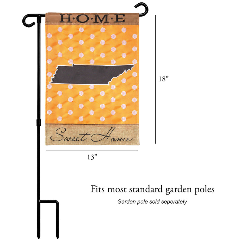 Magnolia Garden State of My Heart Tennessee Home Sweet Home Orange 13 x 18 Small Double Applique Burlap Outdoor House Flag