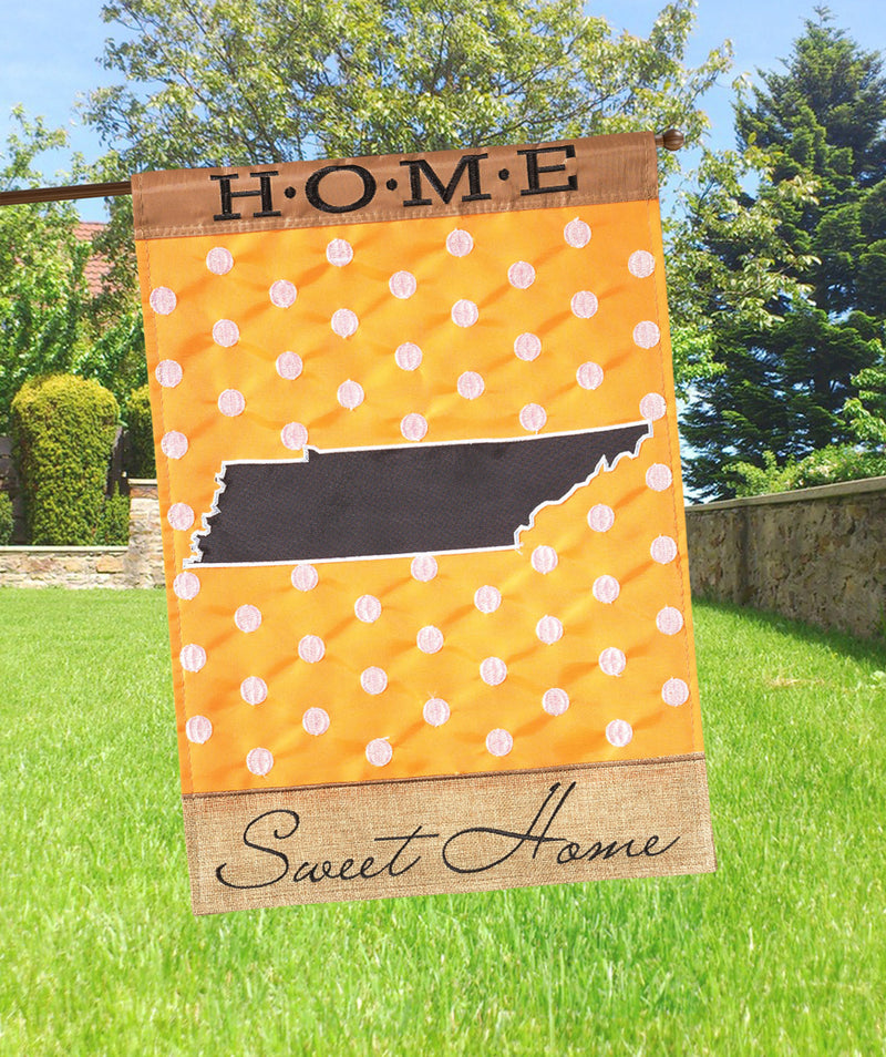 Magnolia Garden State of My Heart Tennessee Home Sweet Home Orange 13 x 18 Small Double Applique Burlap Outdoor House Flag