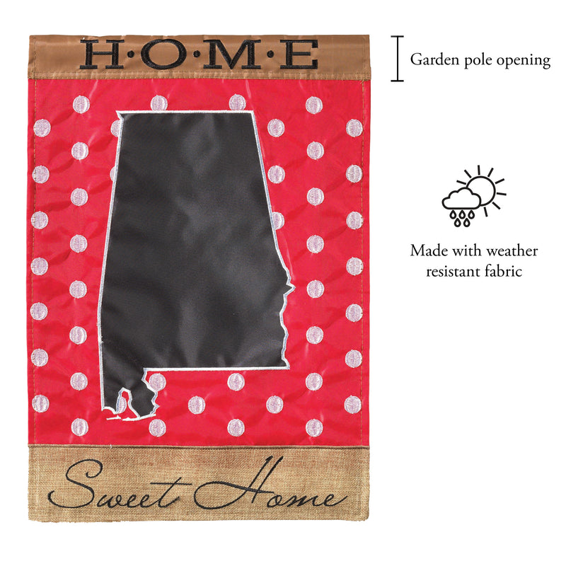 Magnolia Garden State of My Heart Alabama Home Sweet Home Red 13 x 18 Small Double Applique Burlap Outdoor House Flag