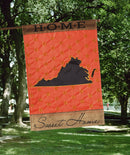 Magnolia Garden State of My Heart Virginia Home Sweet Home Orange 13 x 18 Small Double Applique Burlap Outdoor House Flag