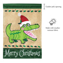 Magnolia Garden Merry Christmas Alligator Green 13 x 18 Small Double Applique Outdoor Holiday House Flag