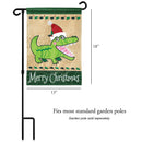 Magnolia Garden Merry Christmas Alligator Green 13 x 18 Small Double Applique Outdoor Holiday House Flag