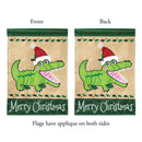 Magnolia Garden Merry Christmas Alligator Green 13 x 18 Small Double Applique Outdoor Holiday House Flag