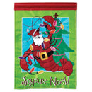 Magnolia Garden Crawfish Santa Cajun Christmas 13 x 18 Small Double Applique Outdoor Holiday House Flag