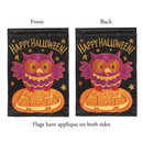 Magnolia Garden Happy Halloween Owl Black 13 x 18 Small Double Applique Outdoor Halloween House Flag