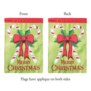 Magnolia Garden Merry Christmas Candy Cane 13 x 18 Small Double Applique Outdoor Holiday House Flag