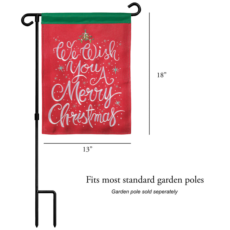 Magnolia Garden We Wish You A Merry Christmas Licorice Stick 13 x 18 Small Double Applique Outdoor Holiday House Flag