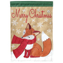 Magnolia Garden Merry Christmas Fox Green 13 x 18 Small Double Applique Outdoor Holiday House Flag